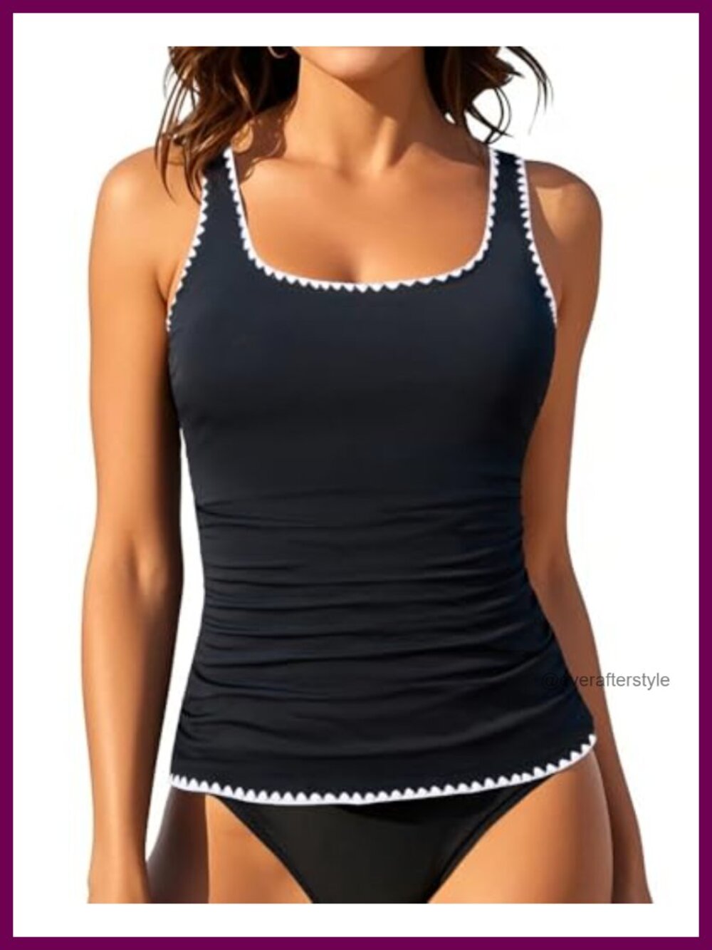 Tankini Top Tummy Control Swimwear Top Only No Bottom Ruched